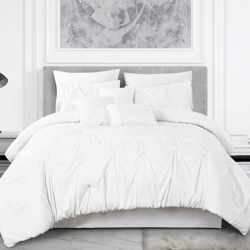 California King White Microfiber 7-Piece Comforter Set