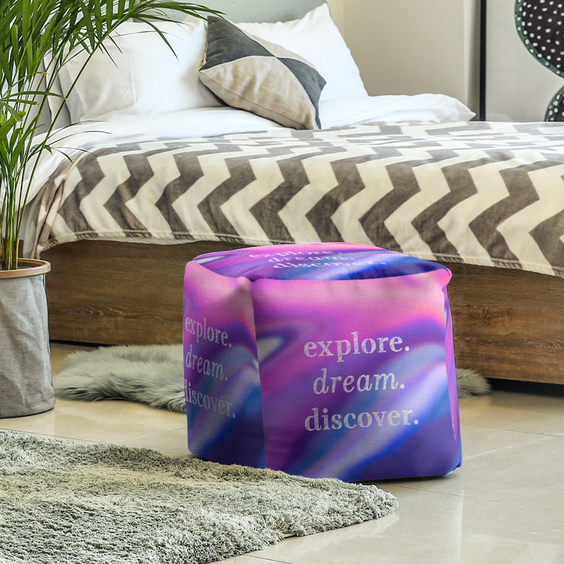 Upholstered Ottoman, Pink/Navy