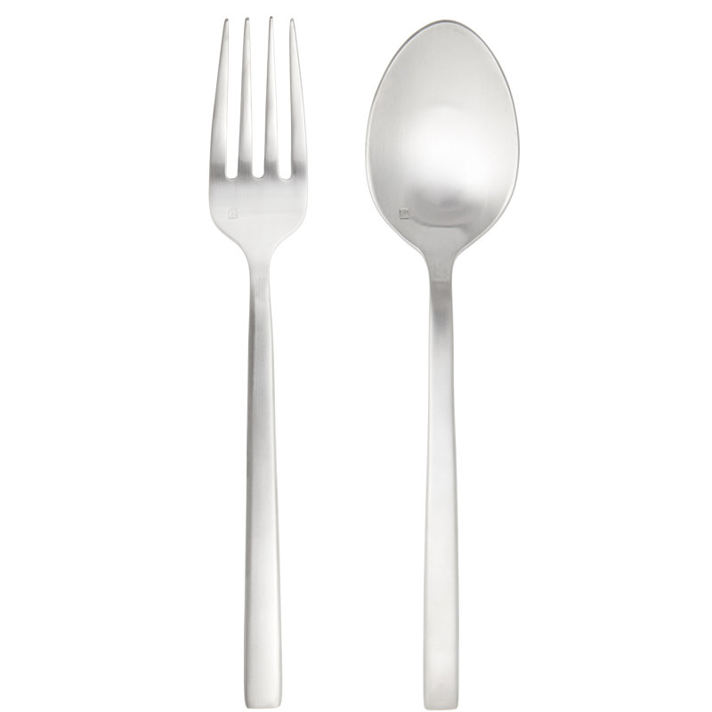 Arezzo 2 Piece Salad Servers Set, Brushed Silver