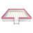 King Size Pink & White Upholstered Daybed Frame with Fence and Stairs, PU Leather Platform Bed for Kids, Teens & Adults-852891736