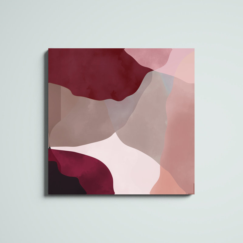 «Dark Blush And Red Abstract II», reproduction d'art sur toile tendue, H 36 po x l 36 po
