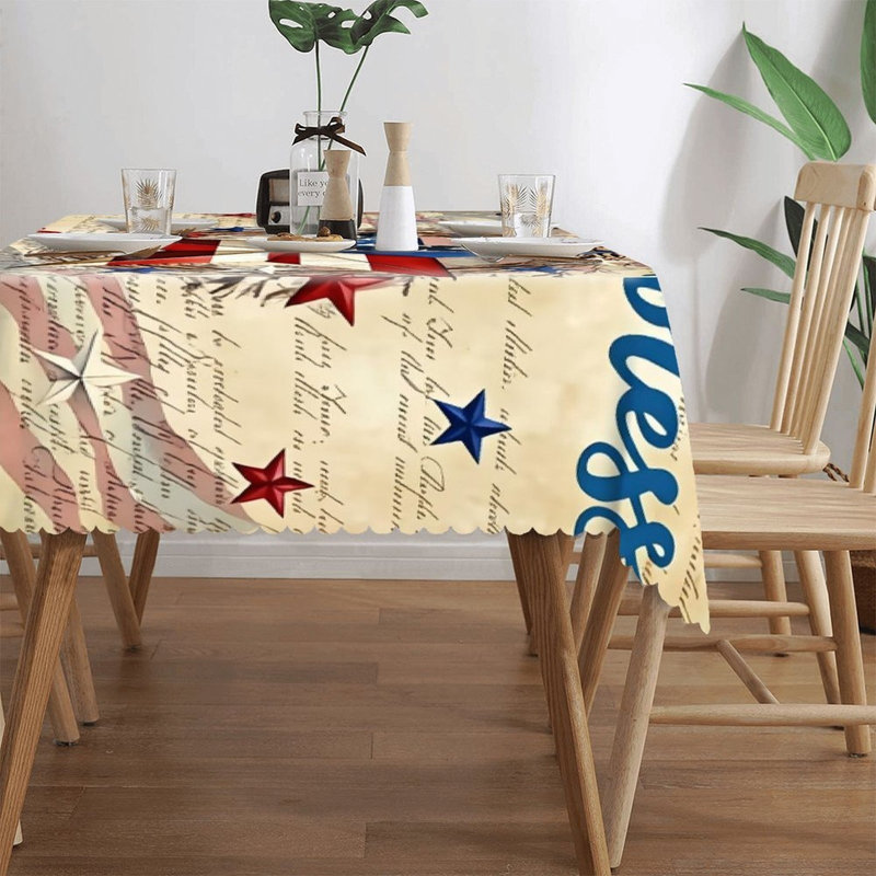 Nappe God Bless America Star, bordure festonnée 60 po x 120 po, dîner de patio