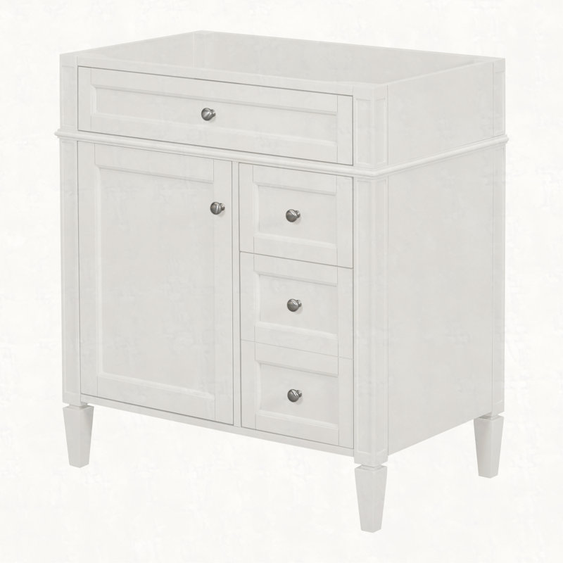 Meuble-lavabo de salle de bain de 30 po sans lavabo supérieur, armoire de rangement moderne avec 2 tiroirs et un tiroir rabattable (BASSIN INCLUS)