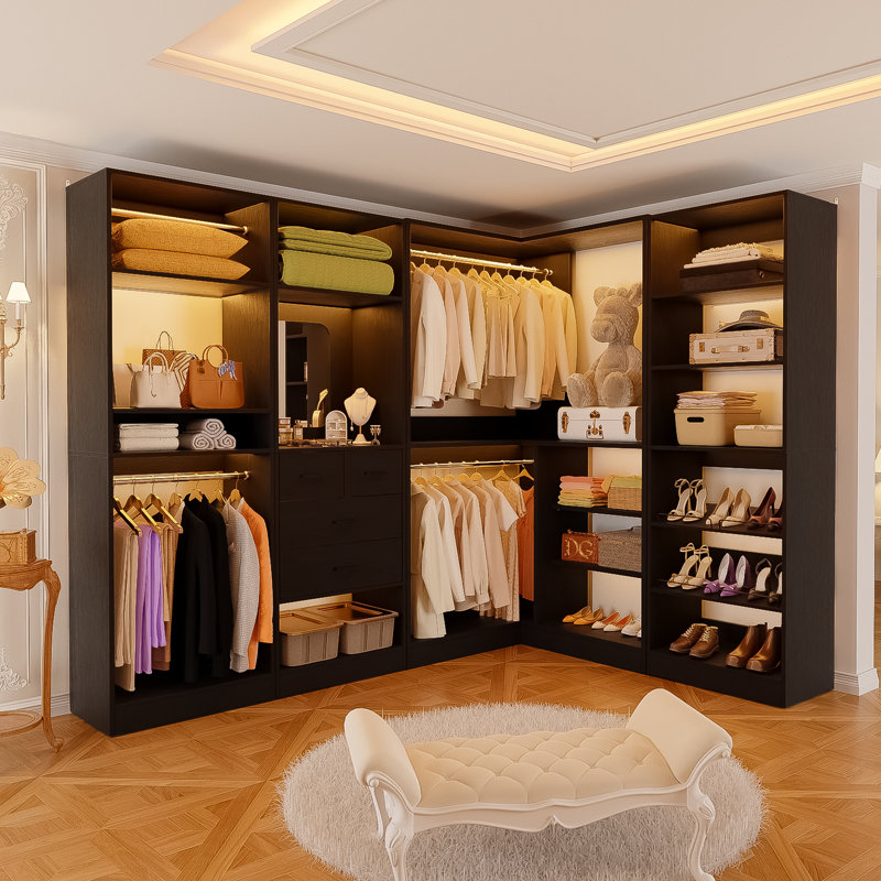 Navada Freestanding Closet System with Mirror, Black