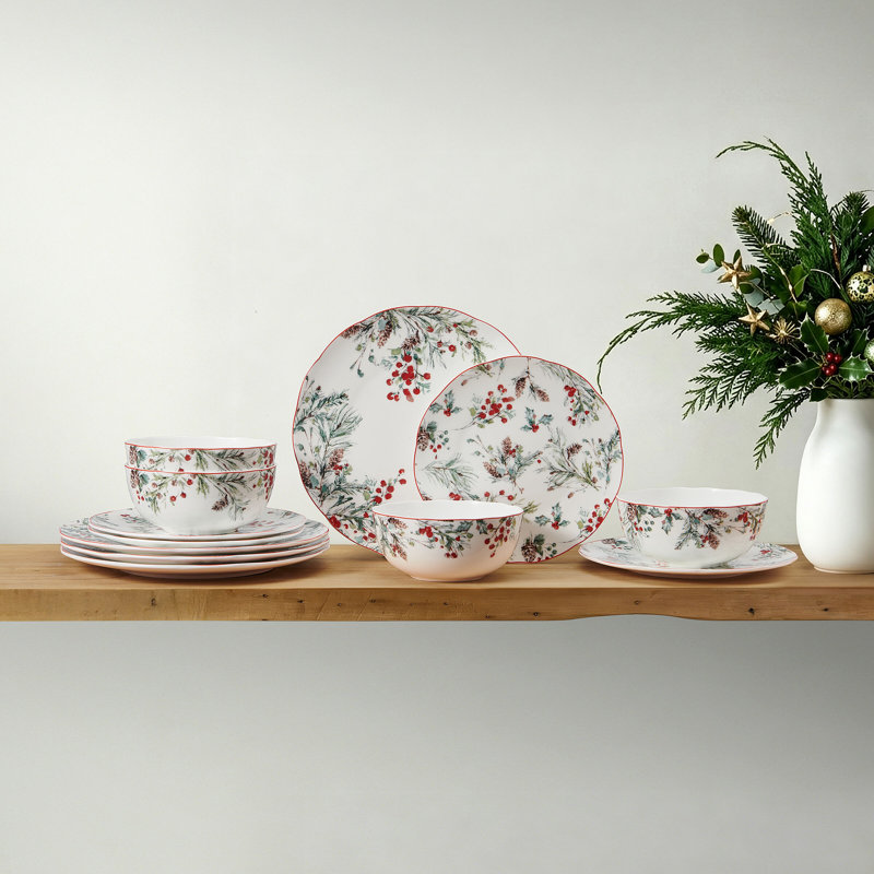 Mikasa Pine and Berry 12 Piece Dinnerware Set, Service for 4