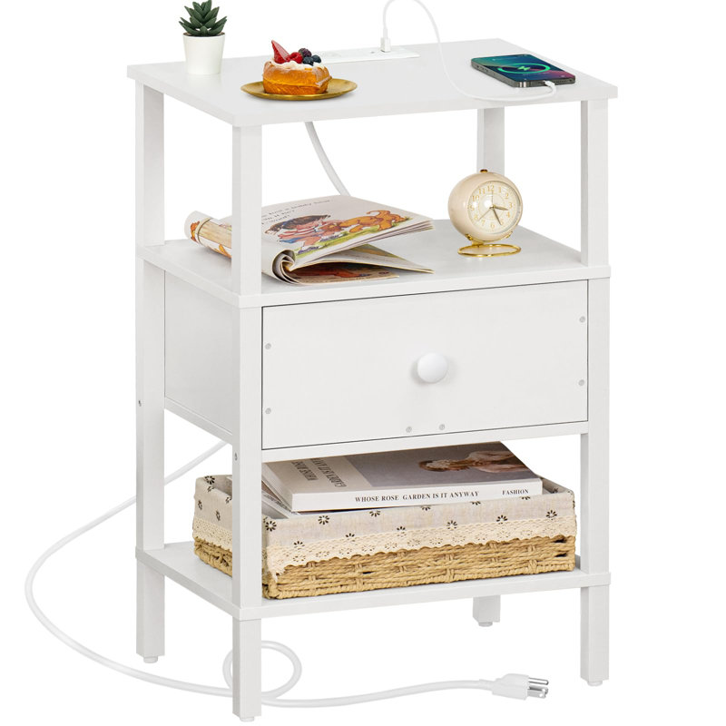 Table de bout Bodcaw, Blanc, H 23,74 po x l 14,96 po x P 11,81 po