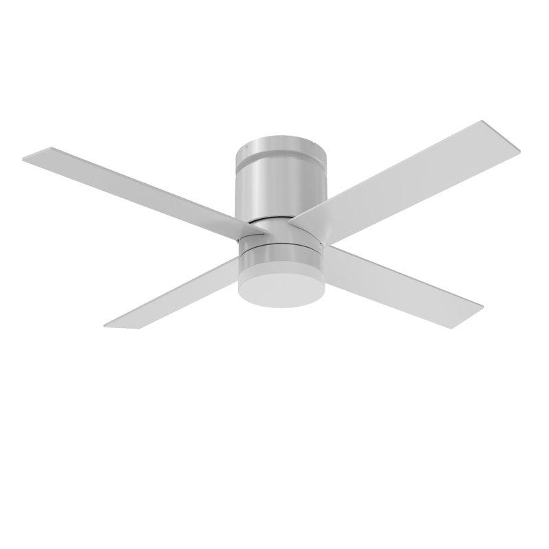 Ross - Ventilateur de plafond à DEL 4 pales 52 po - Finition blanche - Type de commande murale, Blanc, Commande murale, Blanc