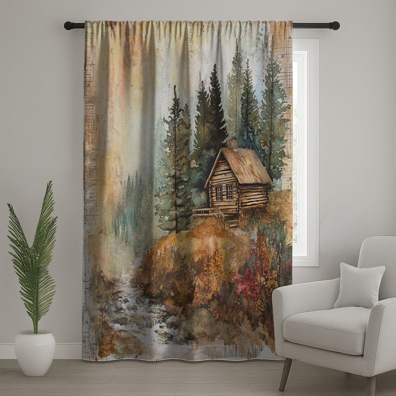 Rustic Cabin Forest Window Curtains, Cabin Sheer & Blockout Curtains - 1 Panel, Blocage, 50" x 92" - 1 Panel