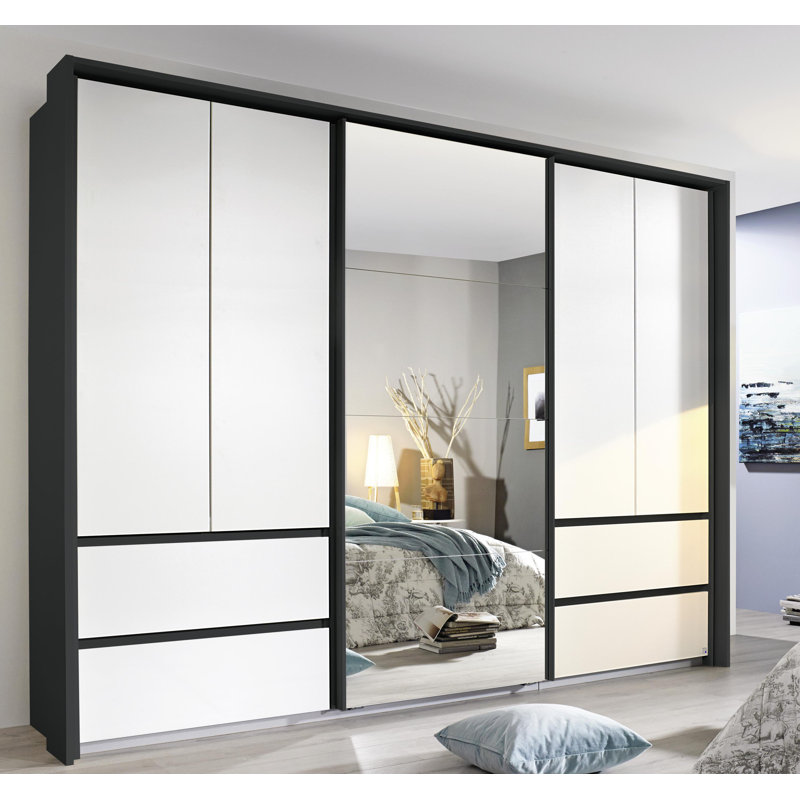 Wetzlar 5 Doors Sliding Wardrobe, Metallic Grey/Alpine White