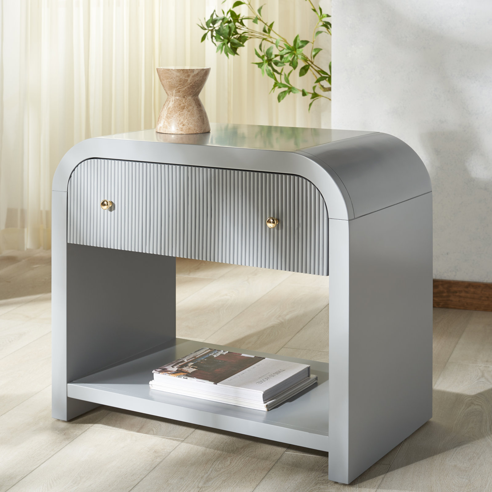 Liabella Nightstand, Light Gray