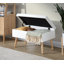 Banc de rangement contemporain en bois naturel et tissu beige
