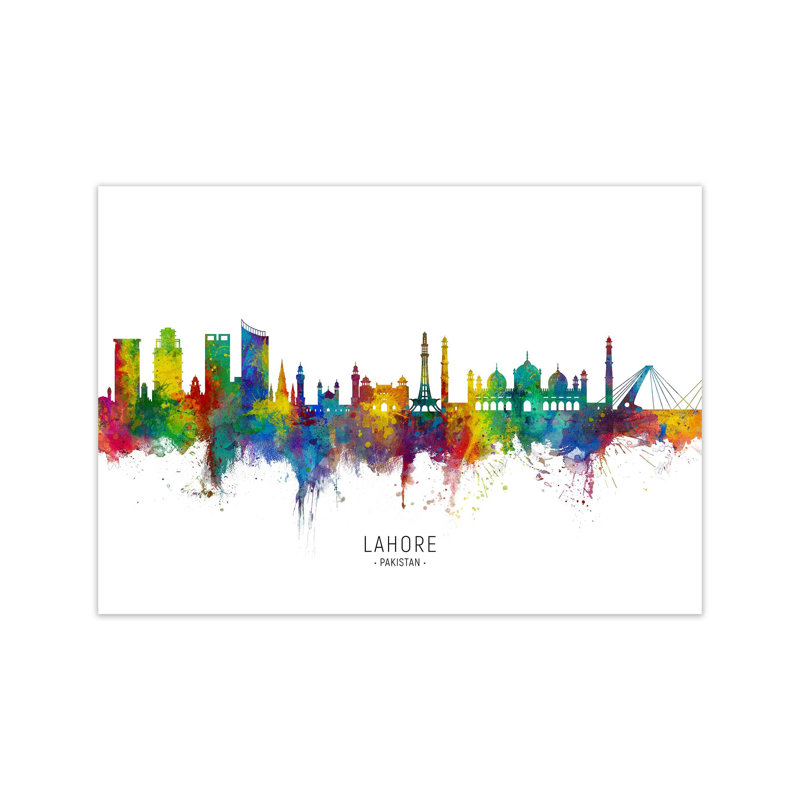 Lahore Pakistan Skyline by Michael Tompsett - Print, 30cm H x 42cm W x 1cm D, Unframed