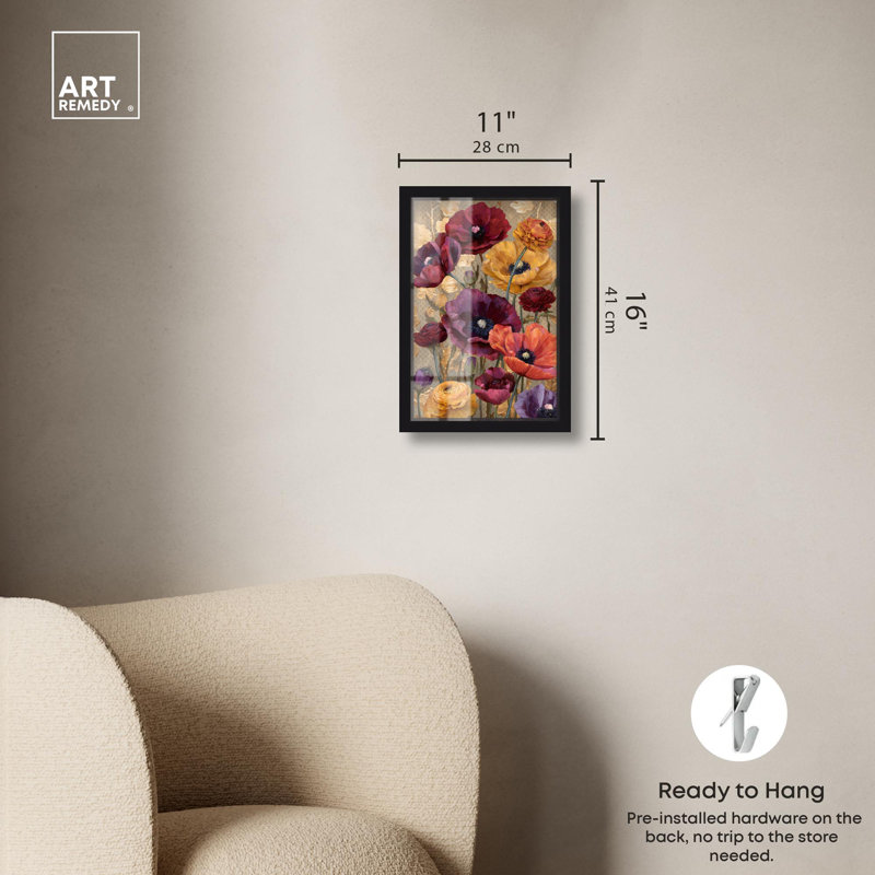 «Blossoming from Sunsets Shadowbox Print Autum» par Art Remedy, Noir, H 16 po x l 11 po