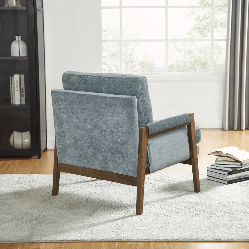 Blerton Mid-Century Modern Velvet Accent Chair,Leisure Chair with Solid Wood and Thick Seat Cushion for Living Room, Bedroom, Studio