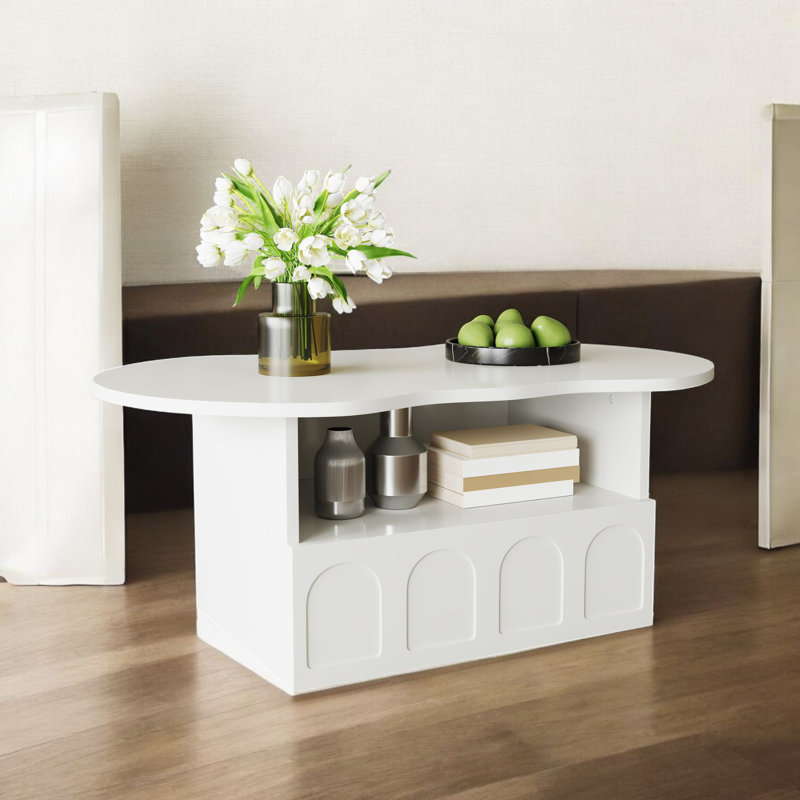 Table basse avec rangement, Blanc