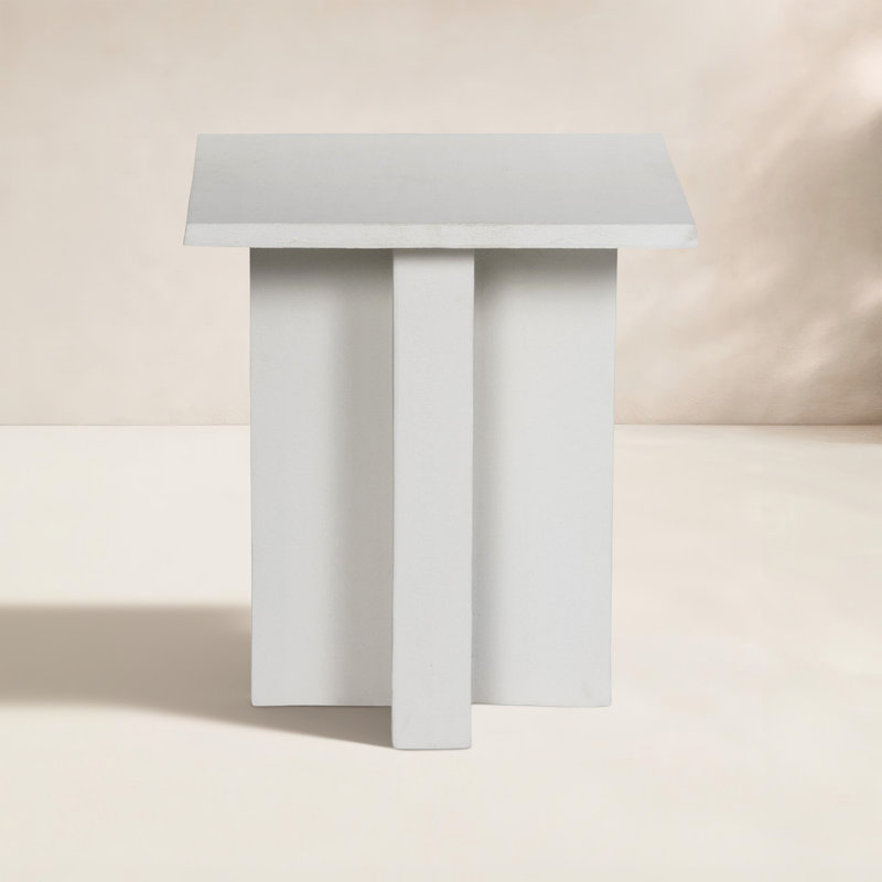 Terrell Outdoor Square Side Table, White