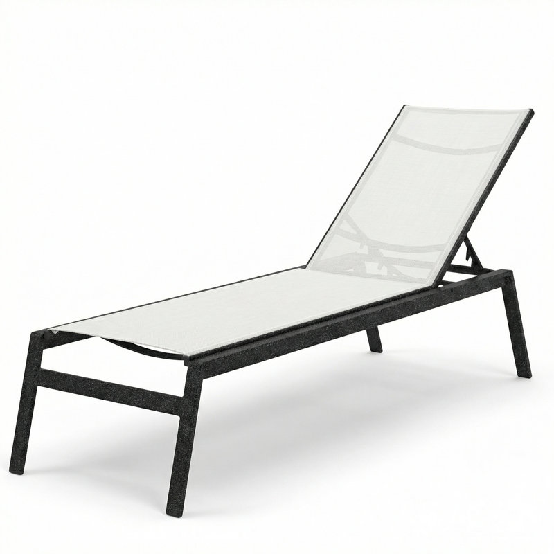 Chaise, White Sling/Granite