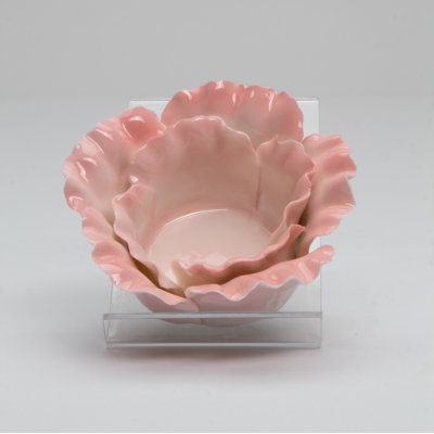 Small Pink Flower Tealight Holder -4 1/8"D