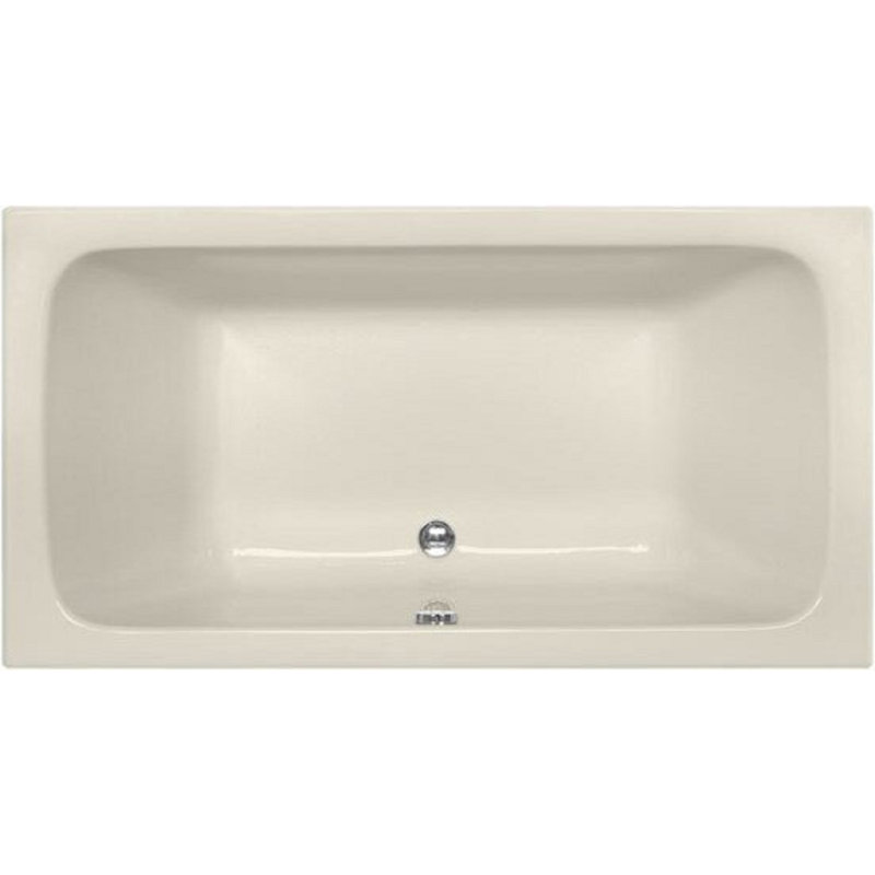 Kira 60'' x 32'' Soaking Acrylic Bathtub, Biscuit, Satin Chrome