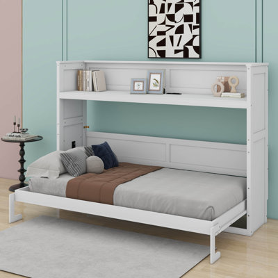 Lit escamotable simple TG avec bureau, lumière DEL et station de charge USB