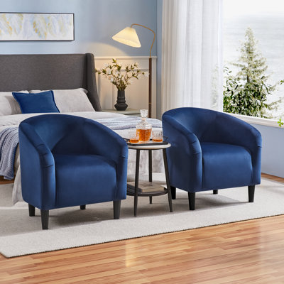 Fauteuil demi-tonneau en velours 70,612 cm de largeur Robeon