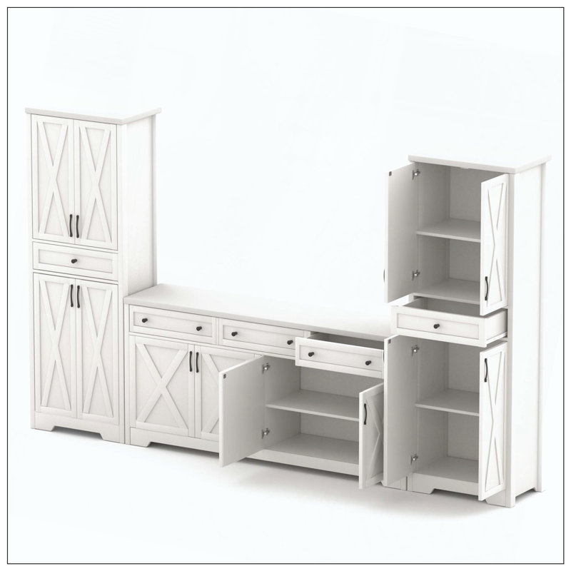 Ensemble de meuble télé mural multifonctionnel, un meuble télé et deux buffets pour le salon, H 68 po x l 15 po x P 113,5 po