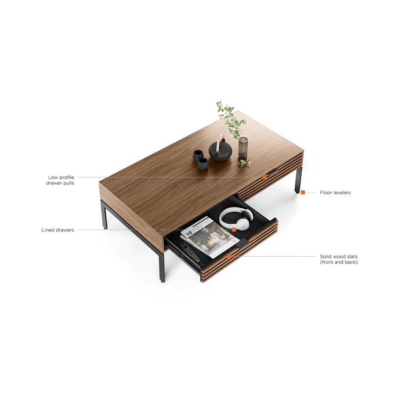 Cora Coffee Table, Natural Walnut, Black