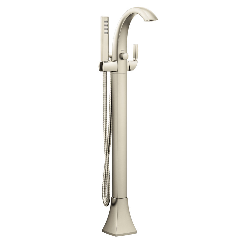 Voss Single Handle Floor Mounted Tub Filler, Brushed Nickel