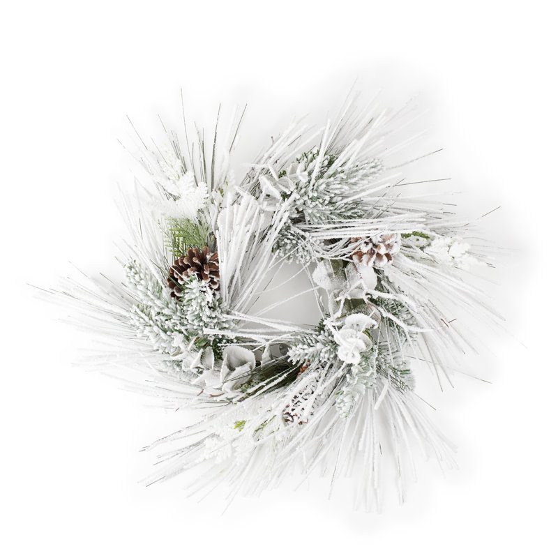 Flocked Mixed Pine Eucalyptus Candle Ring 24.5"D