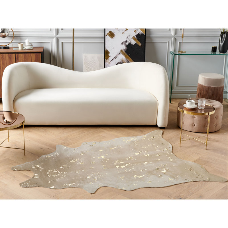 Adeela Carpet Cowhide Design Beige Rug, Novelty 150 x 200cm