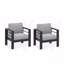 All-Weather 5-Piece Modern Metal Patio Furniture Set,  7-Seat Conversation Sofa With Thick Light Gray Cushions & Black Frame And Coffee Table-218379265