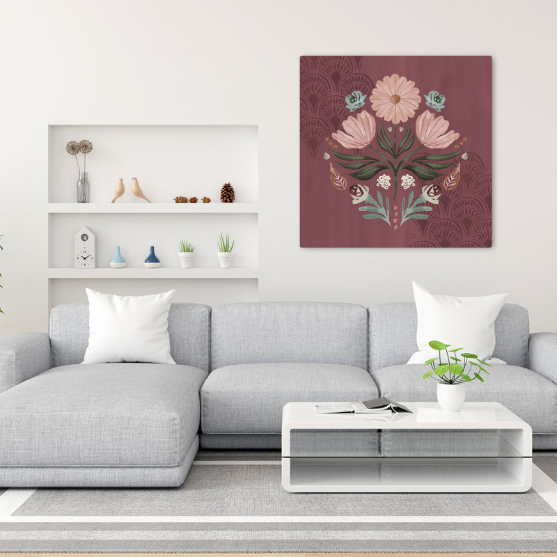 Impressions V, art floral contemporain, H 36 po x l 36 po