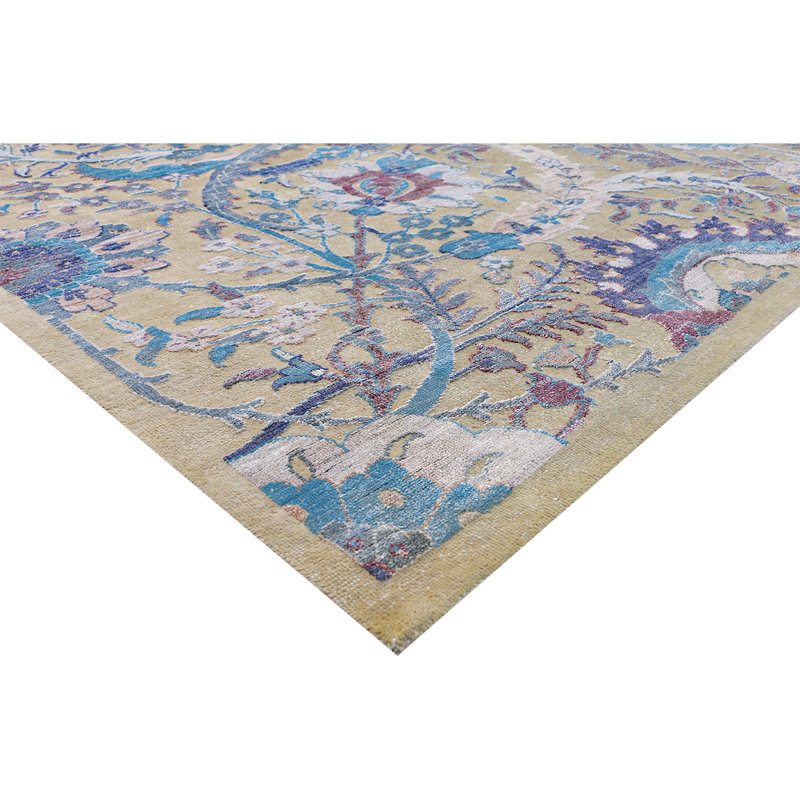 Hand-Knotted High-Quality Camel and Multi-Colored Area Rug, Rectangle 9' x 12'