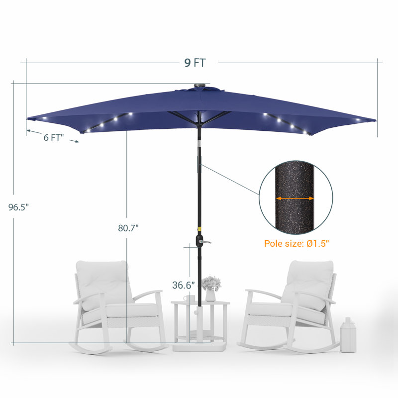 Parasol de marché inclinable 108 po Rydder, Noir foncé