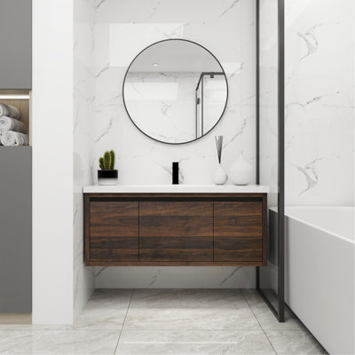 48 Inch Bathroom Cabinet With Sink,Soft Close Doors And Drawer,Float Mounting Design,48X18