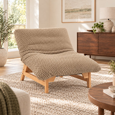 Oversized Corduroy Reading  Chair with Rubberwood Frame
