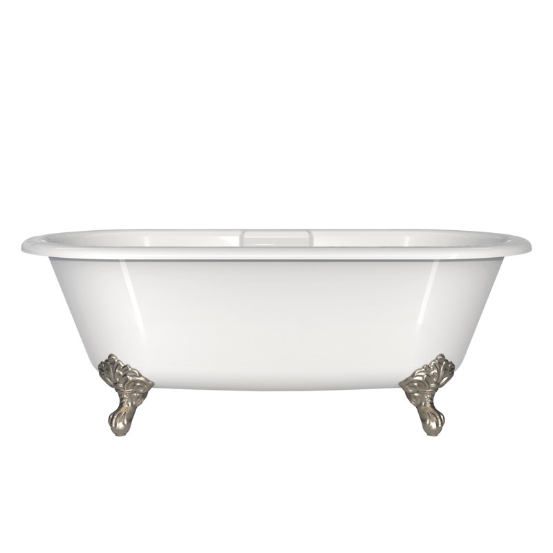 Cheshire 69" x 31" Freestanding Soaking Bathtub, Brushed Nickel
