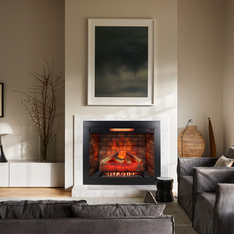 Infrared Electric Fireplace With Removable Trim, Touch Panel, Smokeless Firebox, And Realistic Fire Crackling Sound For Home Decor