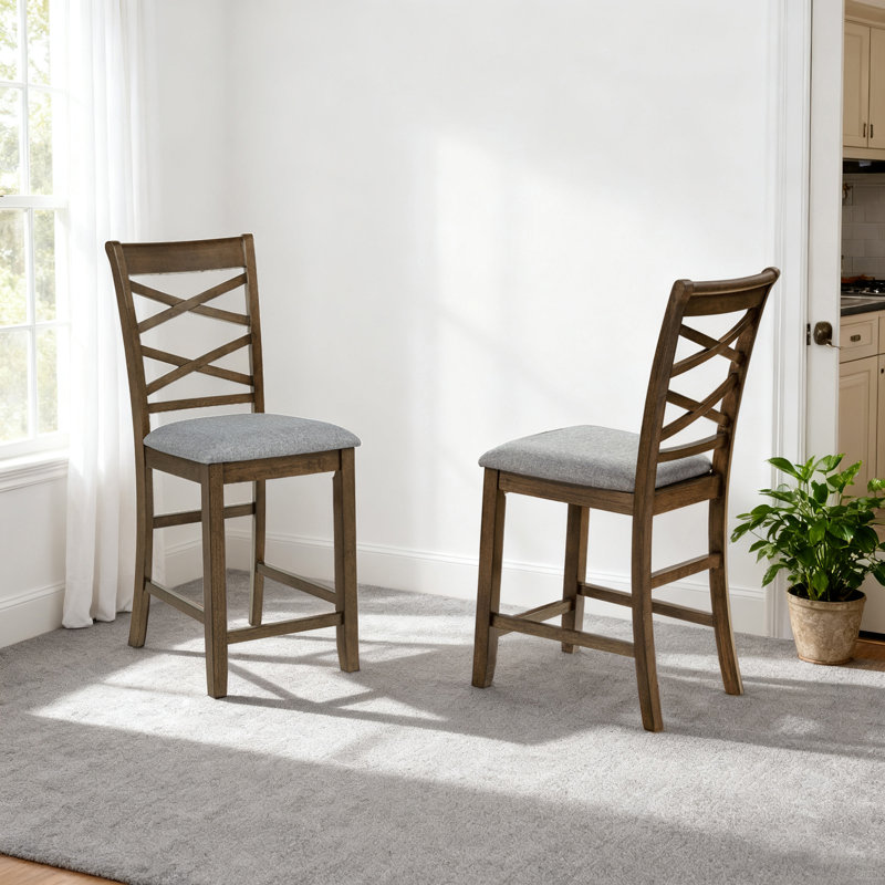 Tabouret de comptoir en bois avec siège rembourré de 23,8 po de hauteur Lane