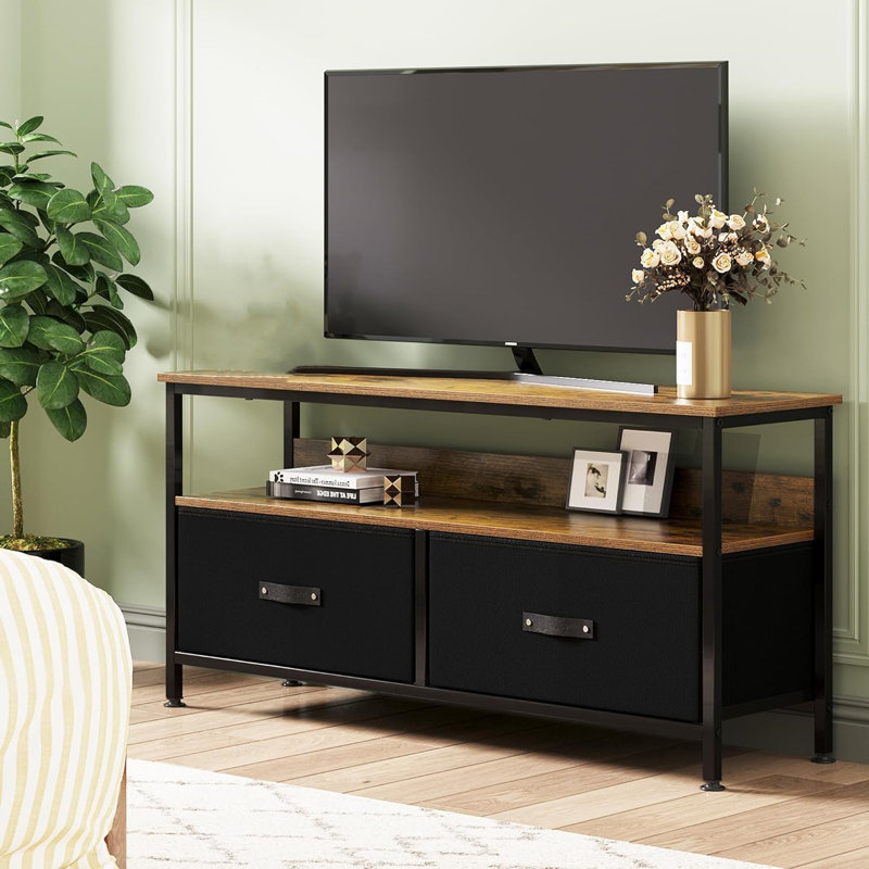 Anneloes Unfinished TV Stand for TVs up to 55", Brown / Black