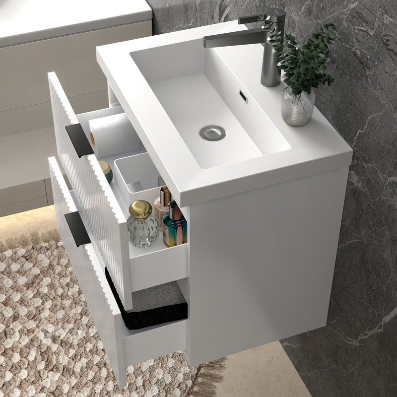 600mm Single Bathroom Vanity with Integrated Resin Basin