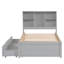 Structure de lit simple avec tête de lit bibliothèque et port USB intégré et tiroirs pratiques pour plus de confort et de rangement-875078878