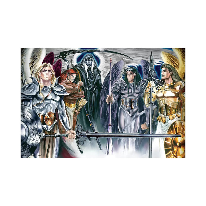 Cinq archangels par Ruth Thompson - peinture sur toile tendue, H 8 po x l 12 po x P 0,75 po