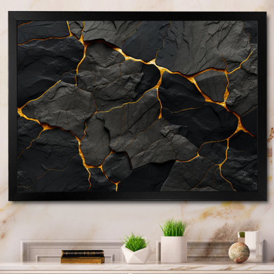 Volcano Landscape Canvas Wall Art, Volcanic Nature Print - Volcano Volcanic Veins II