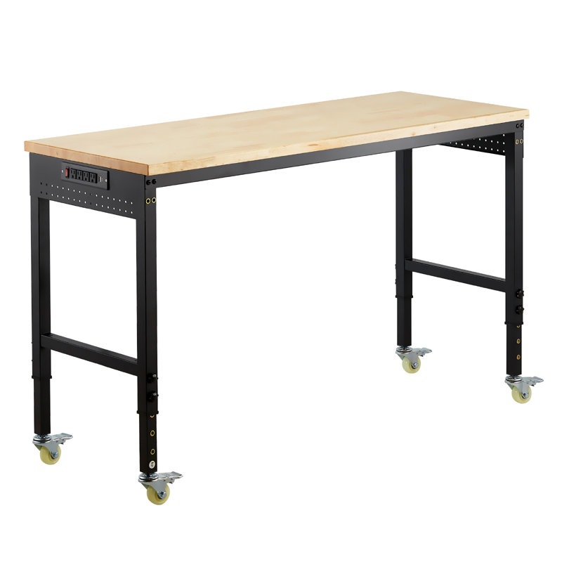 Table de travail à hauteur réglable 60 "avec roulettes et prise de courant