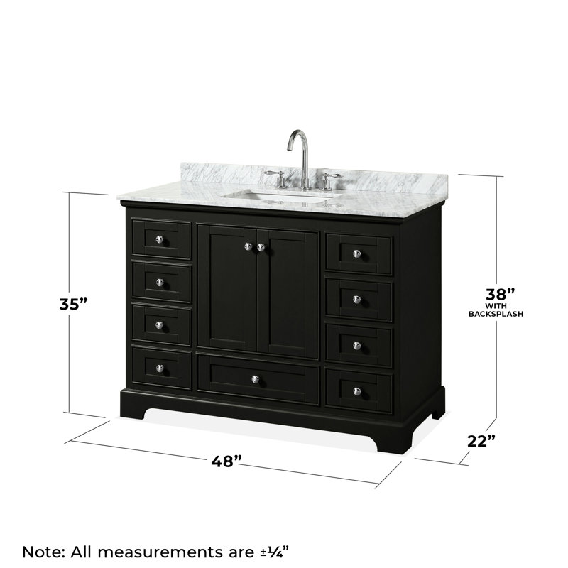 Deborah 48'' Single Bathroom Vanity with Marble Top, Dark Espresso, Polished Chrome