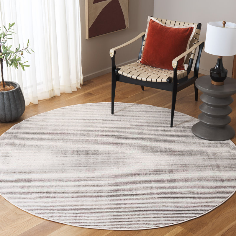 Tapis rayé Bromfield Performance, Rond 6 pi 7 po