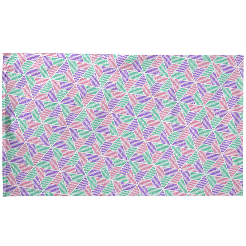 Serviette à thé trapézoïdals Mcguigan, Sergé de coton, Rose / Mauve / Bleu