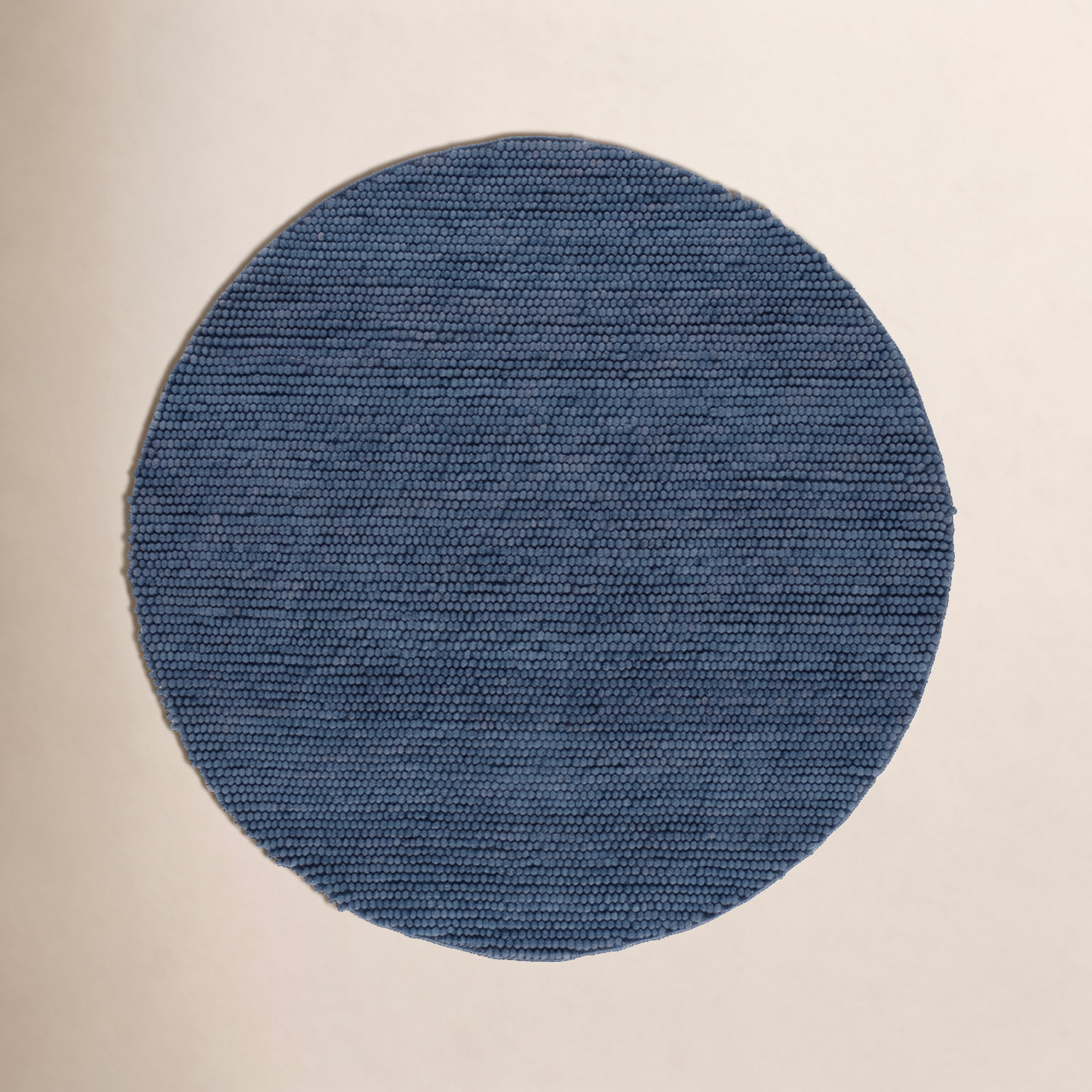 Elle Navy Blue Hand-Woven Wool Rug, Round 8'