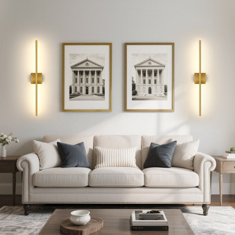 Appliques murales à DEL à intensité variable avec télécommande, Doré, H 23,63 po x l 4,72 po x P 3,50 po